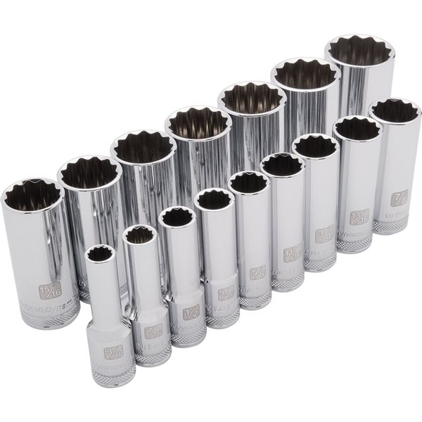 Dynamic Tools 16-piece SAE 1/2-in Drive 12-point Deep Socket Set
