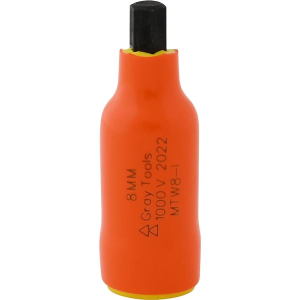 Gray Tools 8mm x 3/8-in Drive Standard Length Hex Head, Insulated Socket