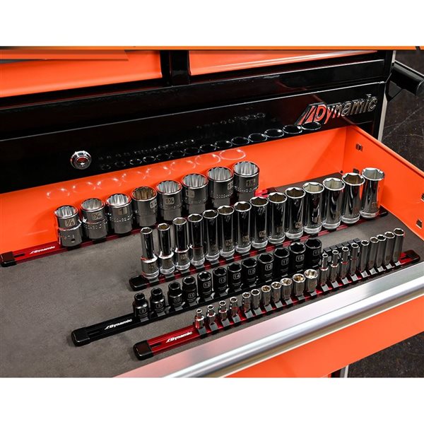 Dynamic Tools 3/8-in Black Drive Aluminum Socket Rail