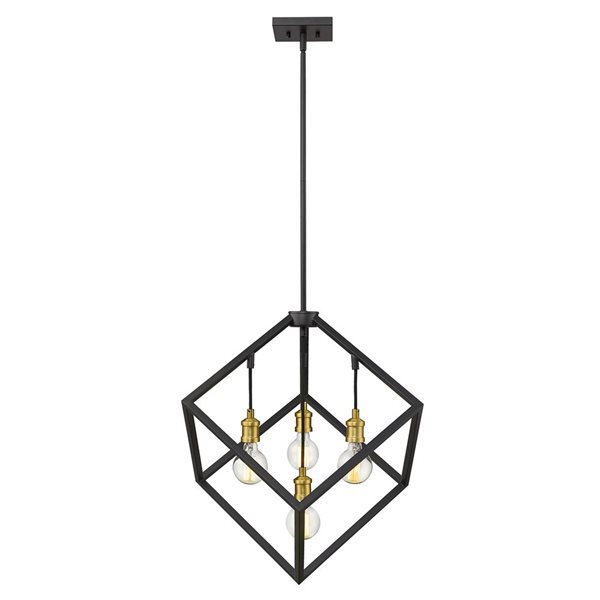 Z-Lite Matte Black/Brushed Nickel Vertical 4-Light Pendant Light