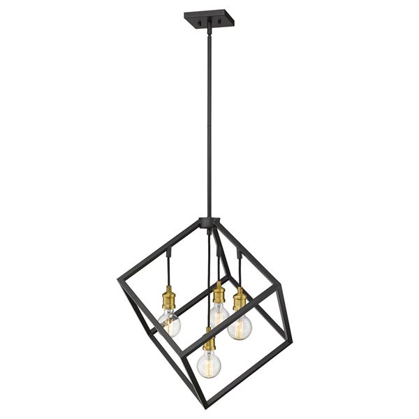 Z-Lite Matte Black/Brushed Nickel Vertical 4-Light Pendant Light