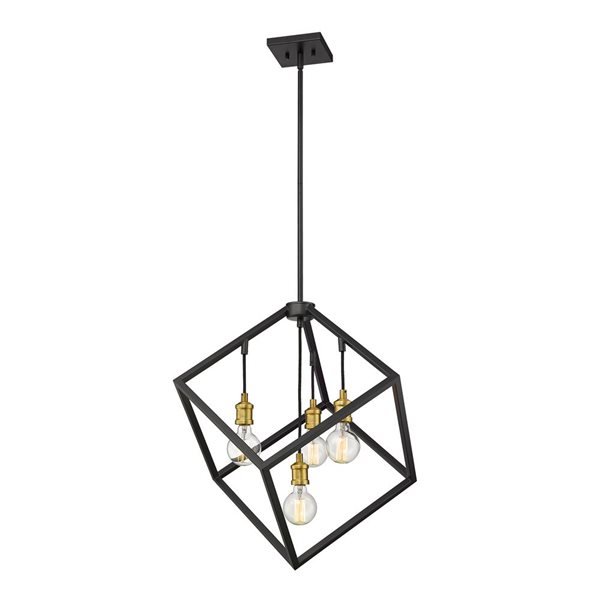 Z-Lite Matte Black/Brushed Nickel Vertical 4-Light Pendant Light