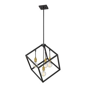 Z-Lite Matte Black/Brushed Nickel Vertical 4-Light Pendant Light