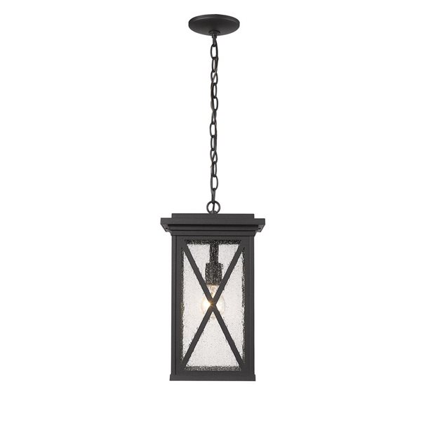 Z-Lite Matte Black/Brushed Nickel Brookside 1-Light Outdoor Chain Mount Ceiling Fixture