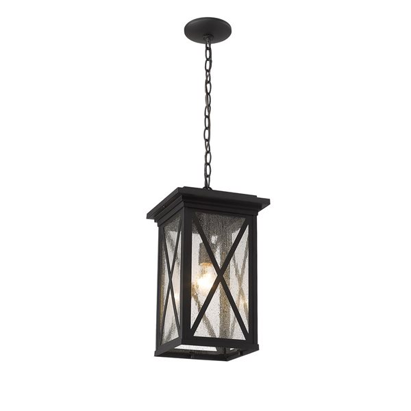 Z-Lite Matte Black/Brushed Nickel Brookside 1-Light Outdoor Chain Mount Ceiling Fixture