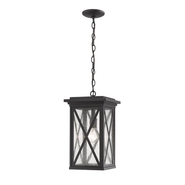 Z-Lite Matte Black/Brushed Nickel Brookside 1-Light Outdoor Chain Mount Ceiling Fixture