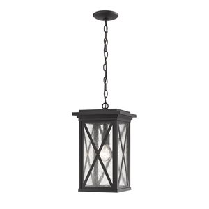 Z-Lite Matte Black/Brushed Nickel Brookside 1-Light Outdoor Chain Mount Ceiling Fixture