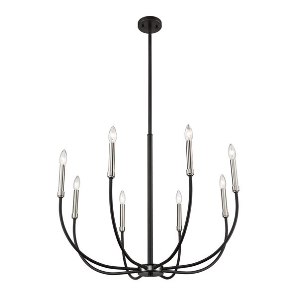 Z-Lite Matte Black/Brushed Nickel Metal Haylie 8-Light Chandelier