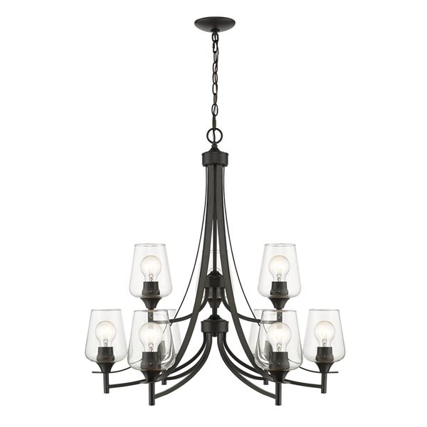 Z-Lite Matte Black Glass Joliet 9-Light Chandelier