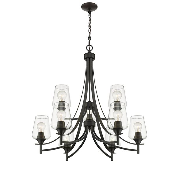 Z-Lite Matte Black Glass Joliet 9-Light Chandelier