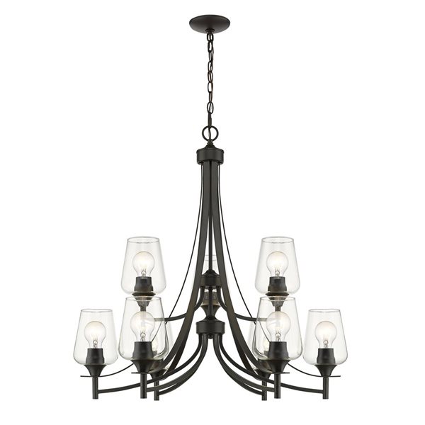 Z-Lite Matte Black Glass Joliet 9-Light Chandelier