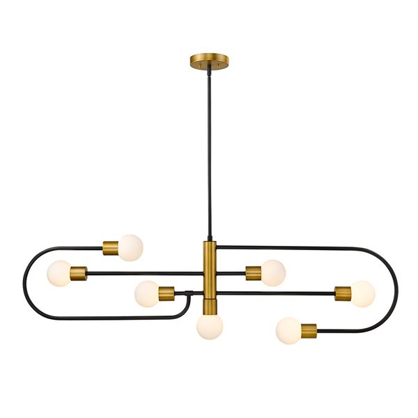 Z-Lite Matte Black/Foundry Brass Glass Neutra 7-Light Chandelier