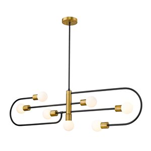 Z-Lite Matte Black/Foundry Brass Glass Neutra 7-Light Chandelier