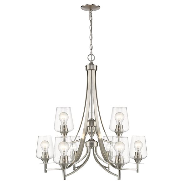 Z-Lite Brushed Nickel Glass Joliet 9-Light Chandelier