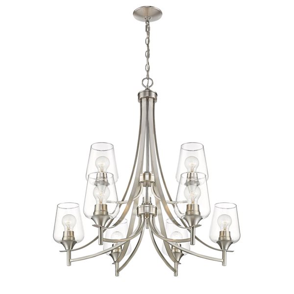 Z-Lite Brushed Nickel Glass Joliet 9-Light Chandelier