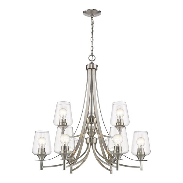 Z-Lite Brushed Nickel Glass Joliet 9-Light Chandelier