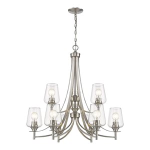 Z-Lite Brushed Nickel Glass Joliet 9-Light Chandelier