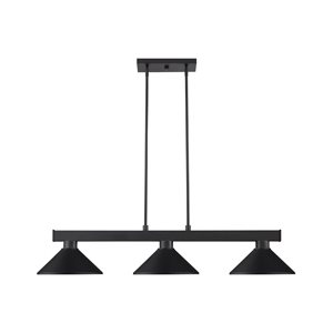 Z-lite Cobalt Matte Black 3-Light Billiard Table Pendant Light