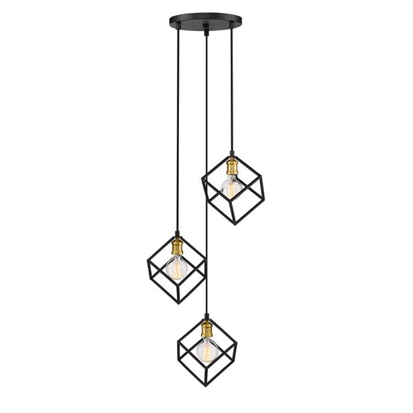 Z-Lite Matte Black/Brushed Nickel Vertical 3-Light Pendant Light