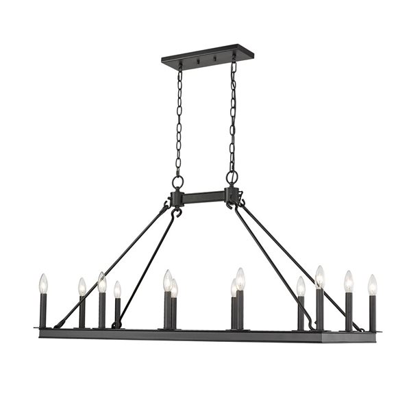 Z-Lite Matte Black Metal Barclay 12-Light Chandelier