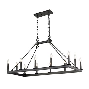 Z-Lite Matte Black Metal Barclay 12-Light Chandelier