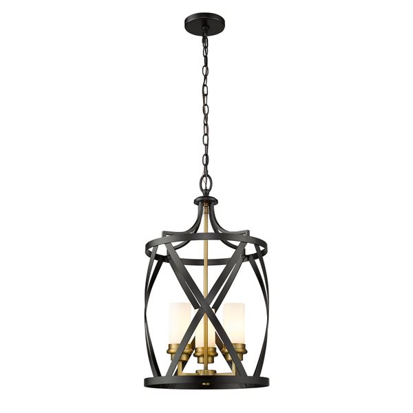 Z-Lite Matte Black/Brushed Nickel Malcalester 3-Light Pendant Light