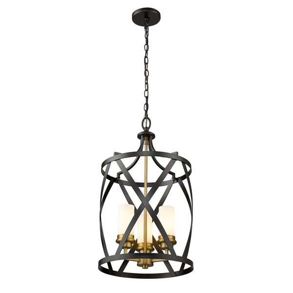 Z-Lite Matte Black/Brushed Nickel Malcalester 3-Light Pendant Light