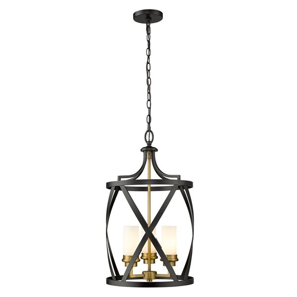 Z-Lite Matte Black/Brushed Nickel Malcalester 3-Light Pendant Light