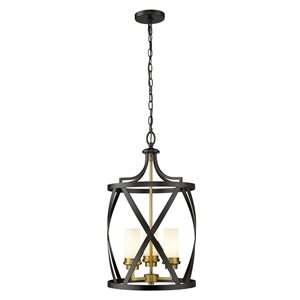 Z-Lite Matte Black/Brushed Nickel Malcalester 3-Light Pendant Light