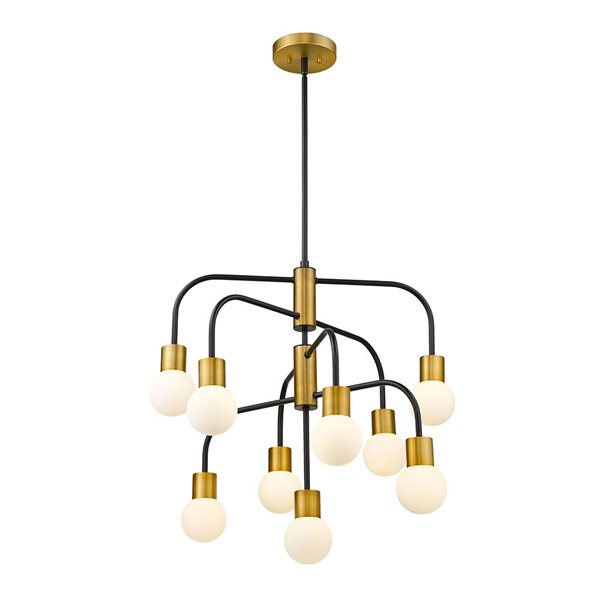 Z-Lite Matte Black/Foundry Brass Glass Neutra 9-Light Chandelier