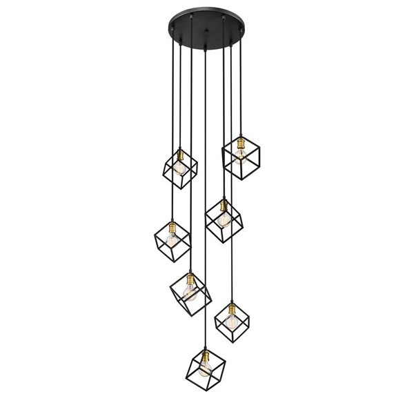 Z-Lite Matte Black/Brushed Nickel Vertical 7-Light Pendant Light