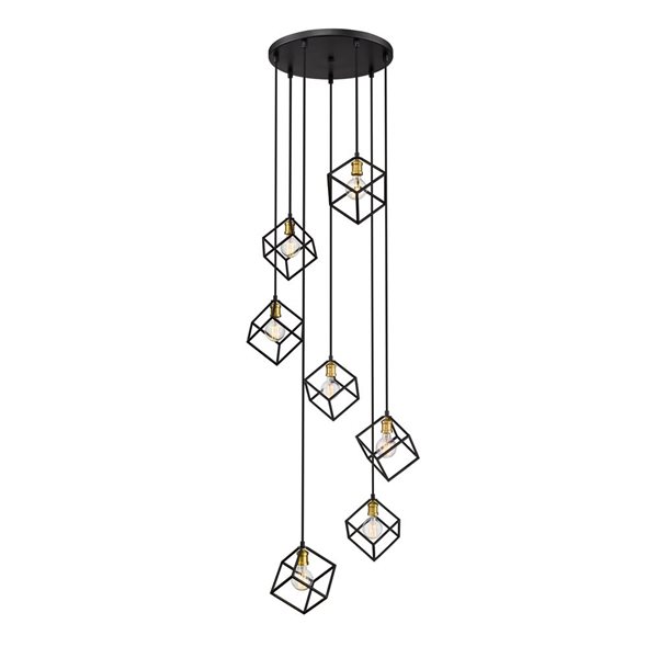 Z-Lite Matte Black/Brushed Nickel Vertical 7-Light Pendant Light