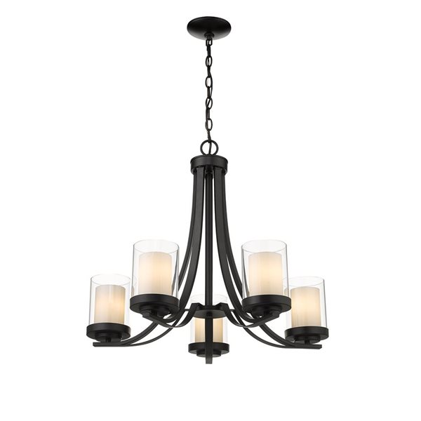 Z-Lite Matte Black Glass Willow 5-Light Chandelier