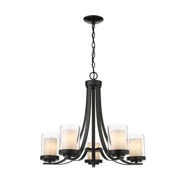 Z-Lite Matte Black Glass Willow 5-Light Chandelier