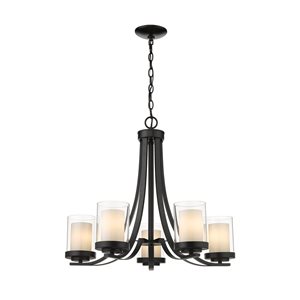 Z-Lite Matte Black Glass Willow 5-Light Chandelier