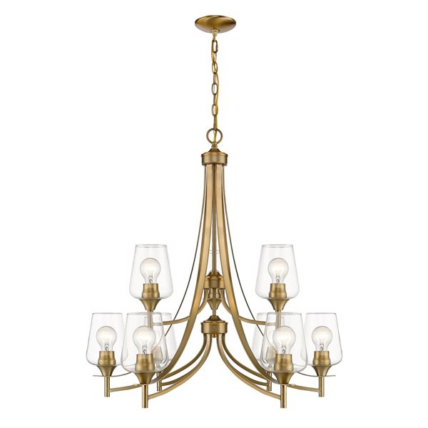 Z-Lite Old Brass Glass Joliet 9-Light Chandelier