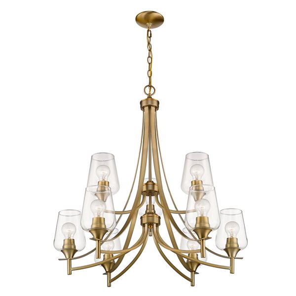 Z-Lite Old Brass Glass Joliet 9-Light Chandelier