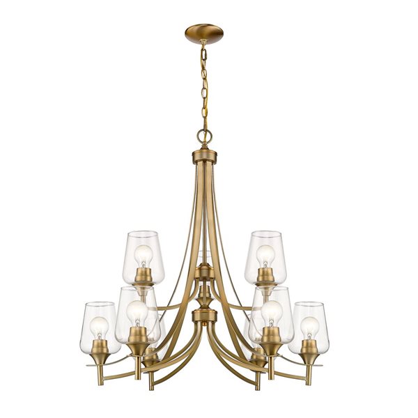 Z-Lite Old Brass Glass Joliet 9-Light Chandelier