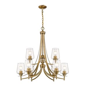 Z-Lite Old Brass Glass Joliet 9-Light Chandelier