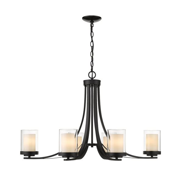 Z-Lite Matte Black Glass Willow 6-Light Chandelier