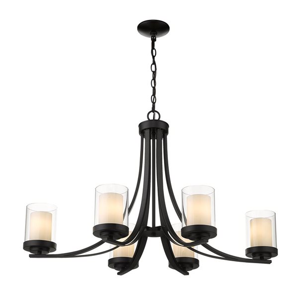 Z-Lite Matte Black Glass Willow 6-Light Chandelier