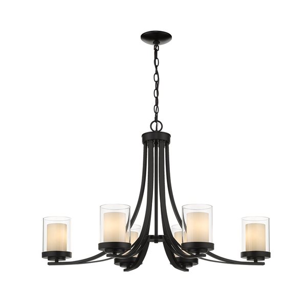 Z-Lite Matte Black Glass Willow 6-Light Chandelier