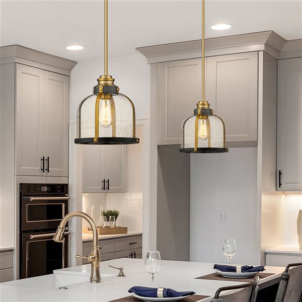 EXCLUSIVE  Brad＆Angelina Z-Lite Brushed Nickel Burren 1-Light Pendant Light | RONA