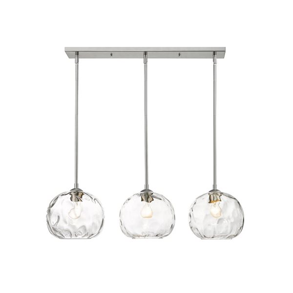 Z-Lite Brushed Nickel Glass Chloe 3-Light Kitchen Island Luminaire