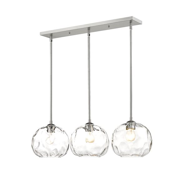 Z-Lite Brushed Nickel Glass Chloe 3-Light Kitchen Island Luminaire