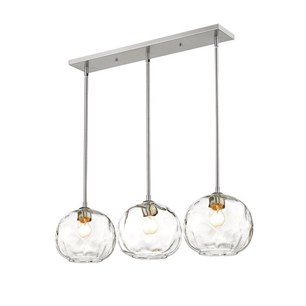 Z-Lite Brushed Nickel Glass Chloe 3-Light Kitchen Island Luminaire