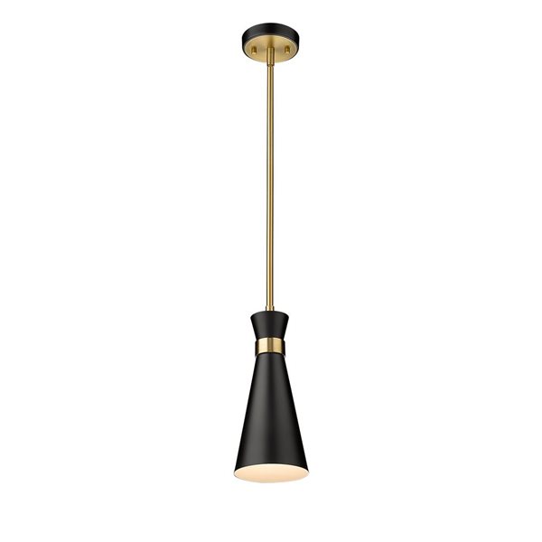 Z-Lite Matte Black/Heritage Brass Soriano 1-Light Mini Pendant Light