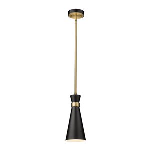 Z-Lite Matte Black/Heritage Brass Soriano 1-Light Mini Pendant Light