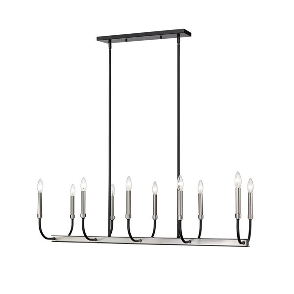 Z-Lite Matte Black/Brushed Nickel Metal Haylie 10-Light Chandelier