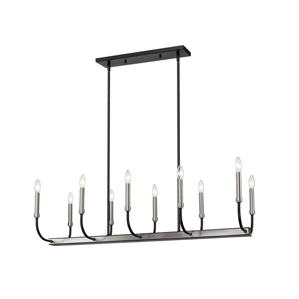 Z-Lite Matte Black/Brushed Nickel Metal Haylie 10-Light Chandelier